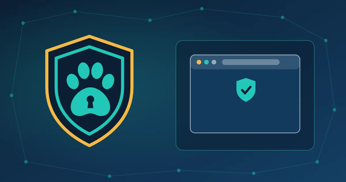 Browser window with a protected shield icon illustrating VPN browser extensions