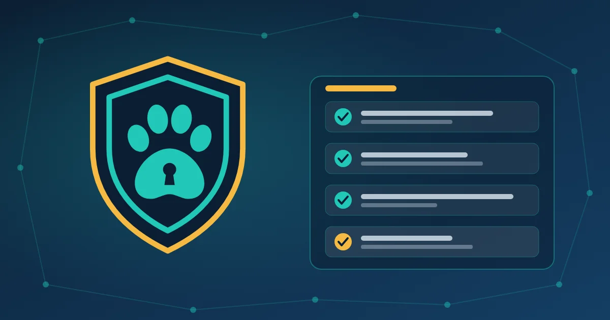 VPN Guard Dog shield next to a checklist for choosing a VPN