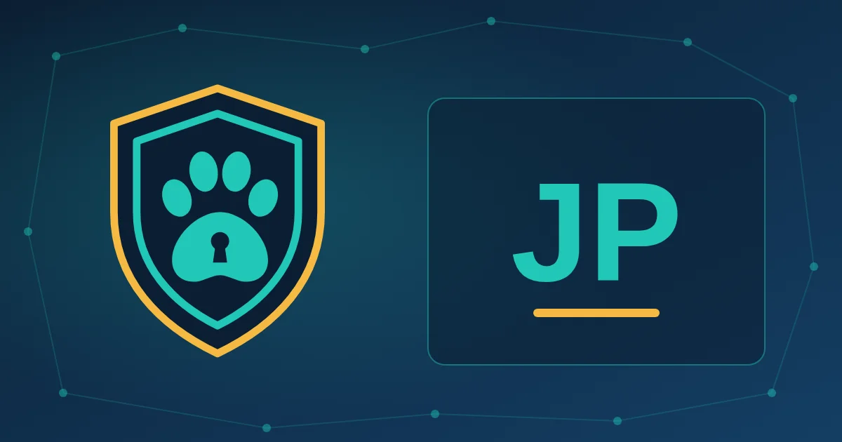 VPN Guard Dog 盾牌与 JP 标识：日本 VPN 推荐